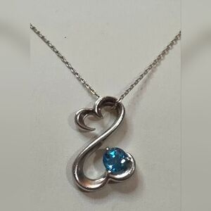 ZALES JANE SEYMOUR BLUE TOPAZ STERLING SILVER 925 PENDANT WITH 925 18 IN CHAIN